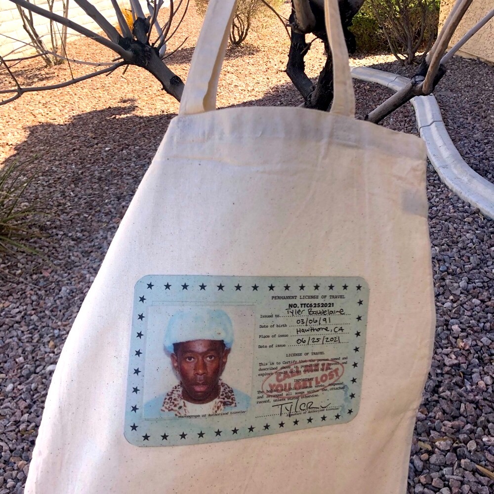 Tyler the Creator GREEN ID canvas tote bag
